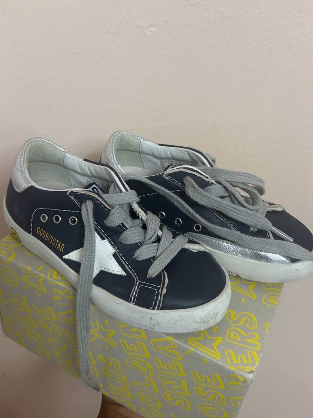 Golden Goose Navy White Star Kids Sneakers